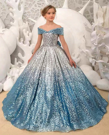 Princess Girls Sequin Off-the-shoulder Pageant Dress Age 5-14 TXH106
