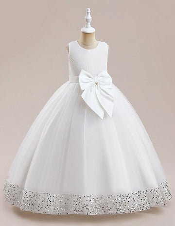 Princess White Sequin Kids Girls Prom Dress 8-14 Years TXH109