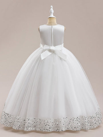 Princess White Sequin Kids Girls Prom Dress 8-14 Years TXH109