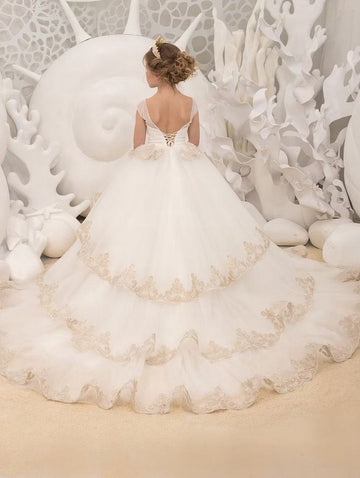Lace Tulle Ball Kids Girls Special Occasion Dress TXH129