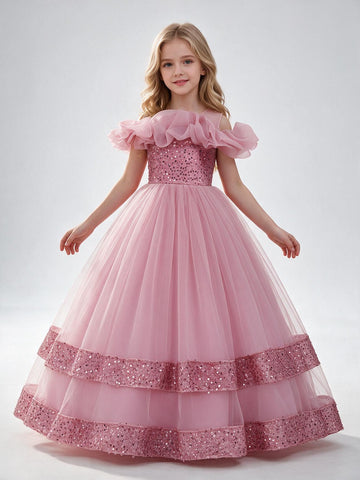 Vintage One Shoulder Princess Flower Girl Dress 4-14Years TXH139