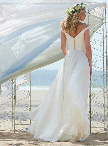 Off The Shoulder Beach Wedding Dress BWD311