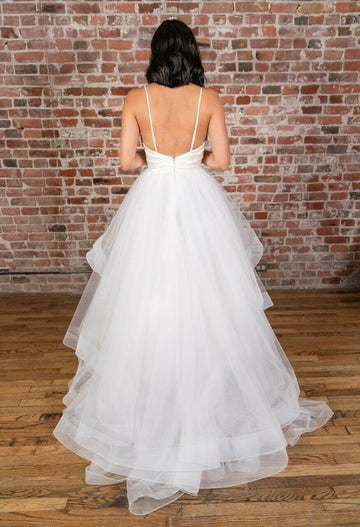 V Neck A Line Princess Wedding Dress BWD315