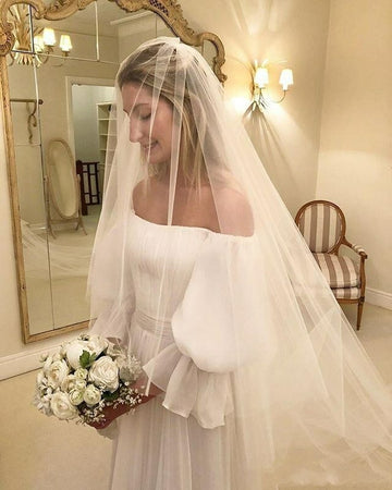 Off The Shoulder Long Sleeve Wedding Dress BWD316