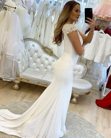 V Neck Mermaid Wedding Dress BWD328