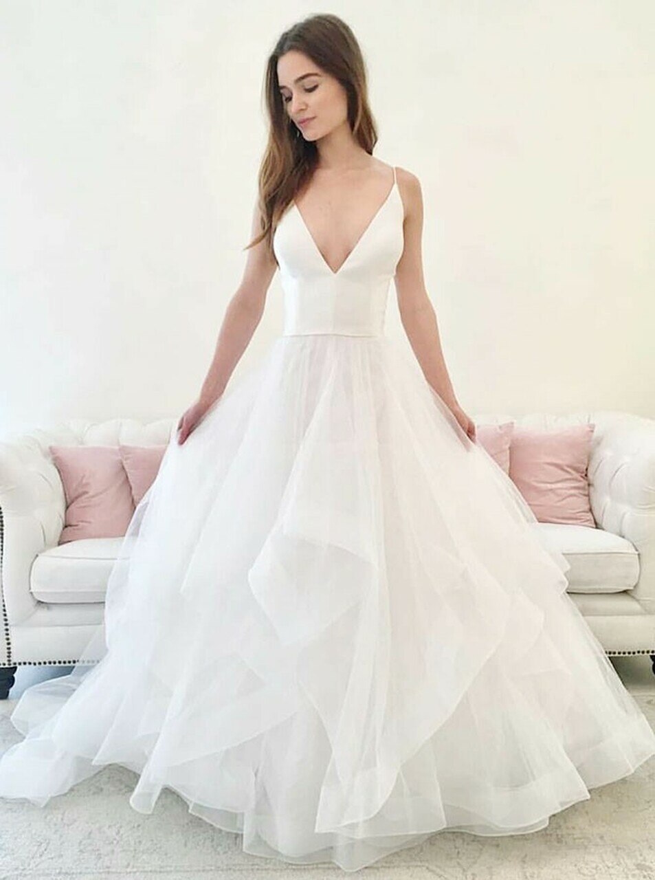 Straps Tulle Wedding Dress BWD330