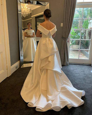 Satin Off The Shoulder Wedding Dress BWD331