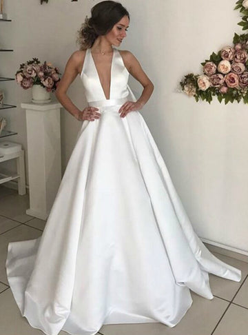 V Neck A Line Wedding Dress BWD344