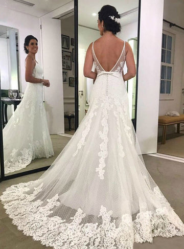 Straps Lace Wedding Dress BWD353