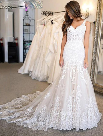 Straps Lace Wedding Dress BWD362