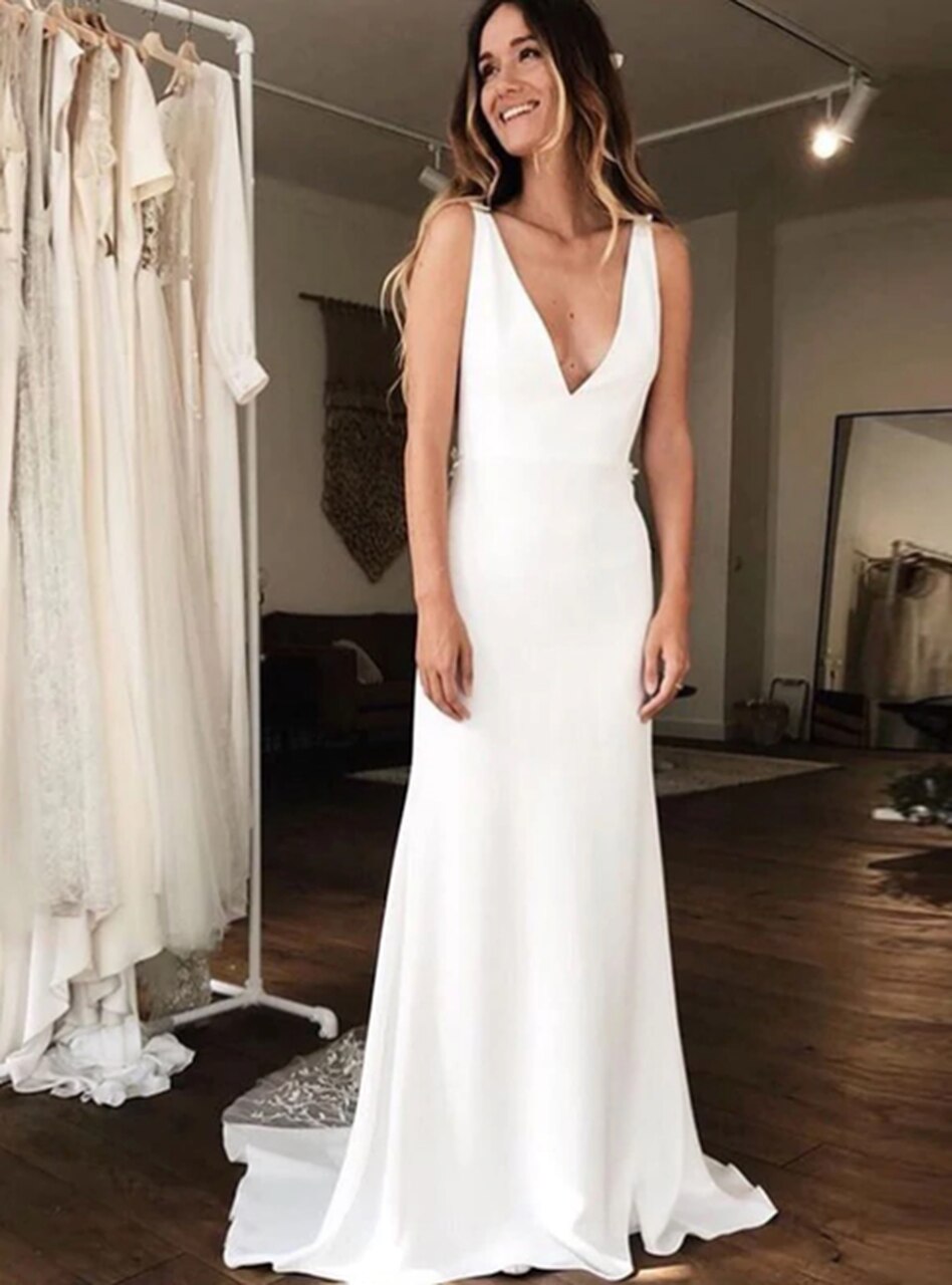 Sexy V Neck Wedding Dress BWD366