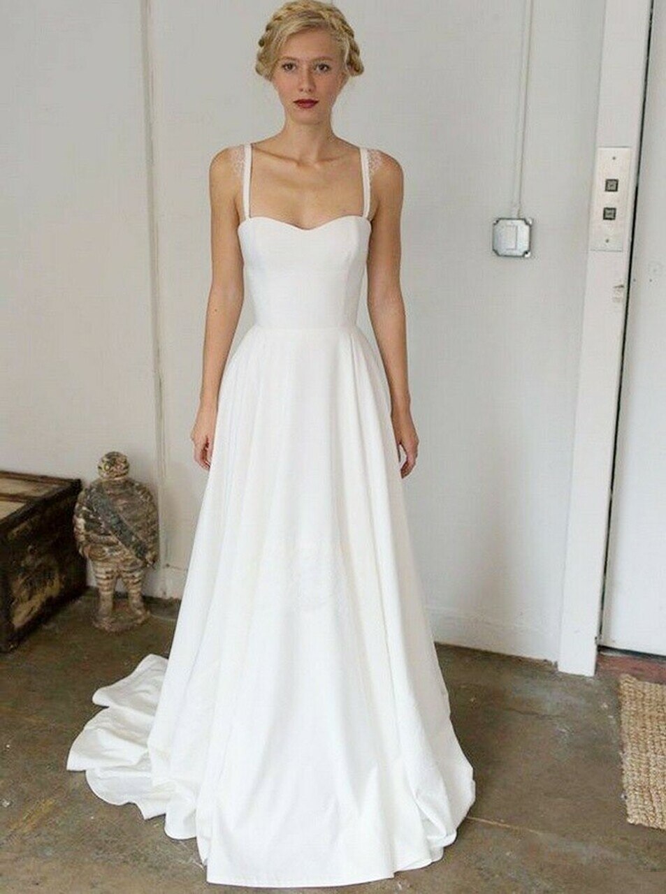 Simple Straps Wedding Dress BWD378
