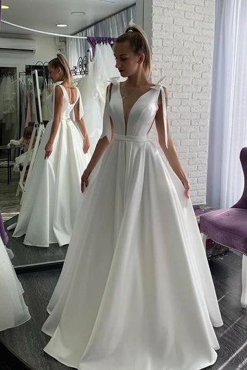 A Line Satin Wedding Dress BWD386