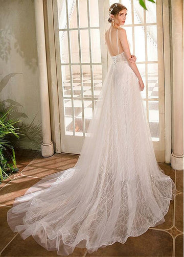 V Neck Petite Wedding Dress BWD394