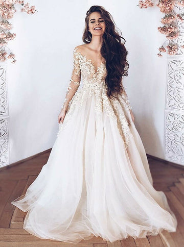 Long Sleeve Lace Wedding Dress BWD395