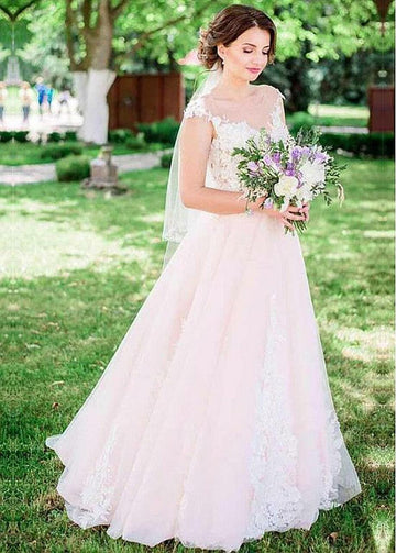 A Line Pink Wedding Dress BWD397