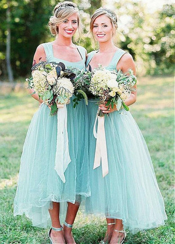 Light Turquoise Tea length Bridesmaid Dress GBD051