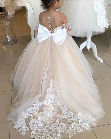 Long Sleeve Lace Flower Girl Dress BDACH003