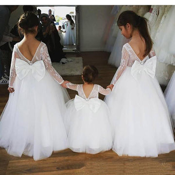 Tulle Flower Girl Dress with Bow(AHC068)