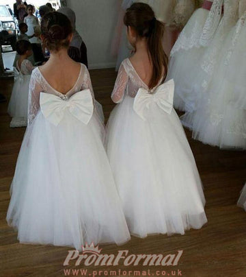 Tulle Flower Girl Dress with Bow(AHC068)
