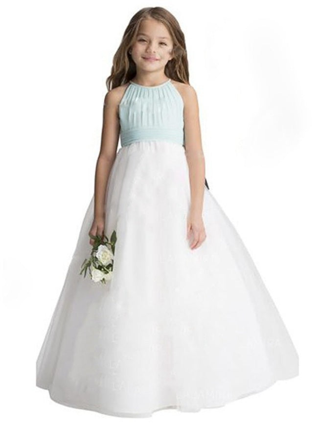 Halter Ruffles Long Flower Girl Dress ACH079