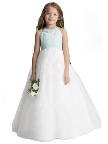 Halter Ruffles Long Flower Girl Dress ACH079