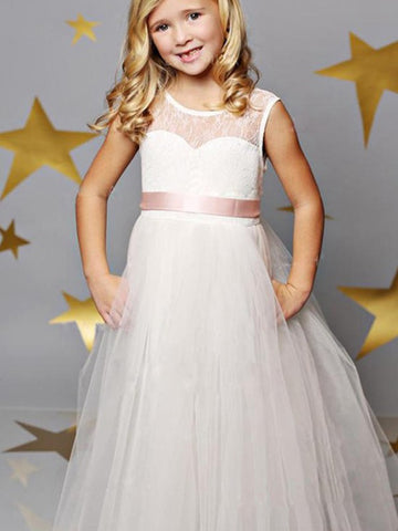 Pink Sash Flower Girl Dress ACH088