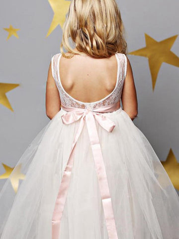 Pink Sash Flower Girl Dress ACH088