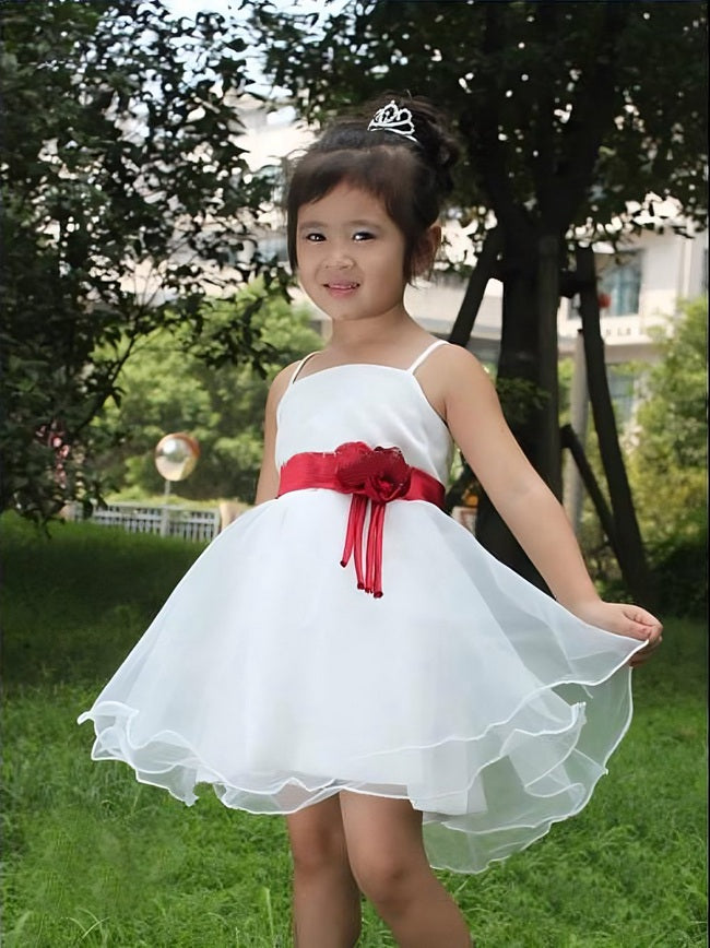 Spaghetti Straps Short Organza Flower Girl Dress ACH097