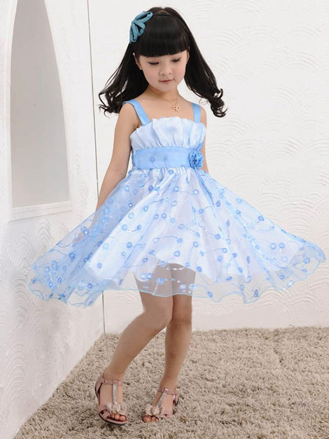 Light Blue Girl Kids Prom Dress ACH100