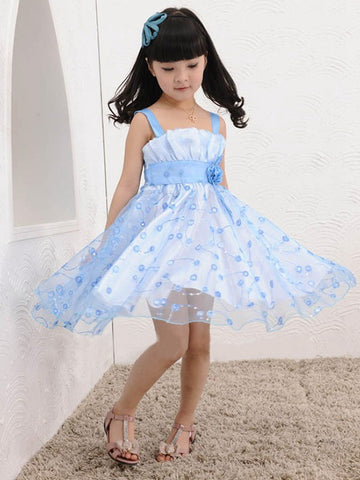 Light Blue Girl Kids Prom Dress ACH100