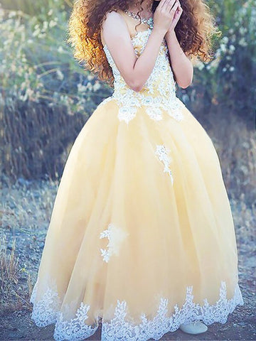 Gold Ball Gown Kids Prom Dress ACH105