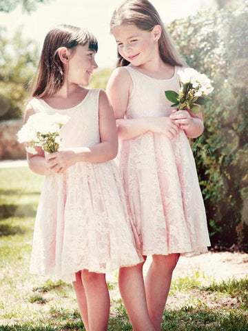 Knee Length Lace Flower Girl Dress ACH109