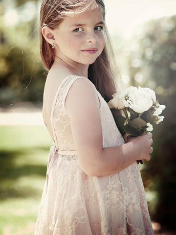 Knee Length Lace Flower Girl Dress ACH109