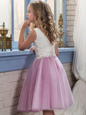 Short Pink Tulle Flower Girl Dress ACH113