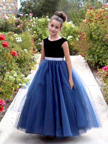 Blue Black Tulle Girl Prom Dress ACH115