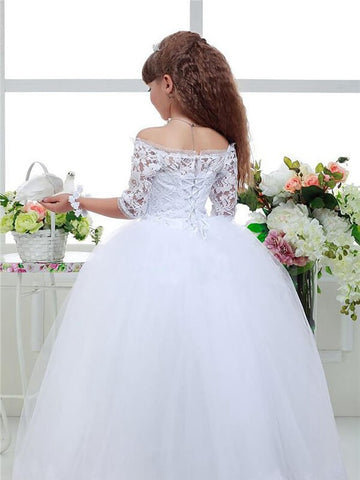 Half Sleeve Kids Ball Gown Prom Dress ACH120