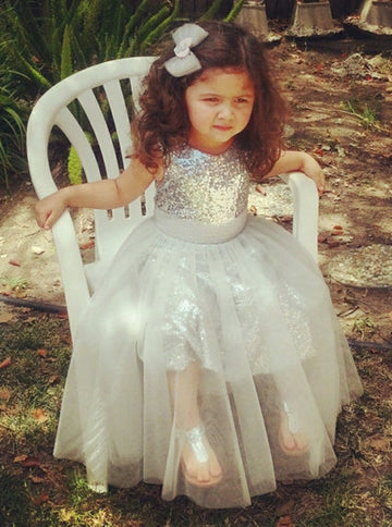 Silver Tulle Sequin Toddler Dress ACH126