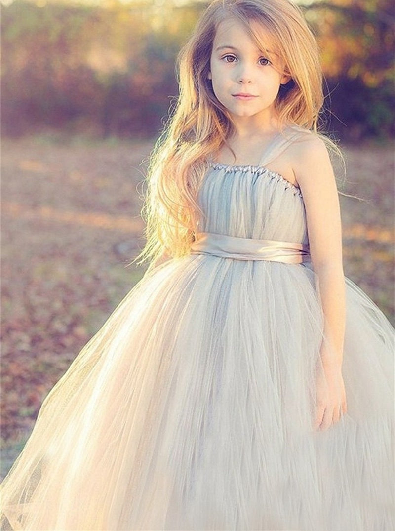 Ball Gown Light Champagne Tulle Toddler Girl Dress ACH136