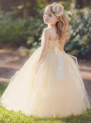 Ball Gown Light Champagne Tulle Toddler Girl Dress ACH136