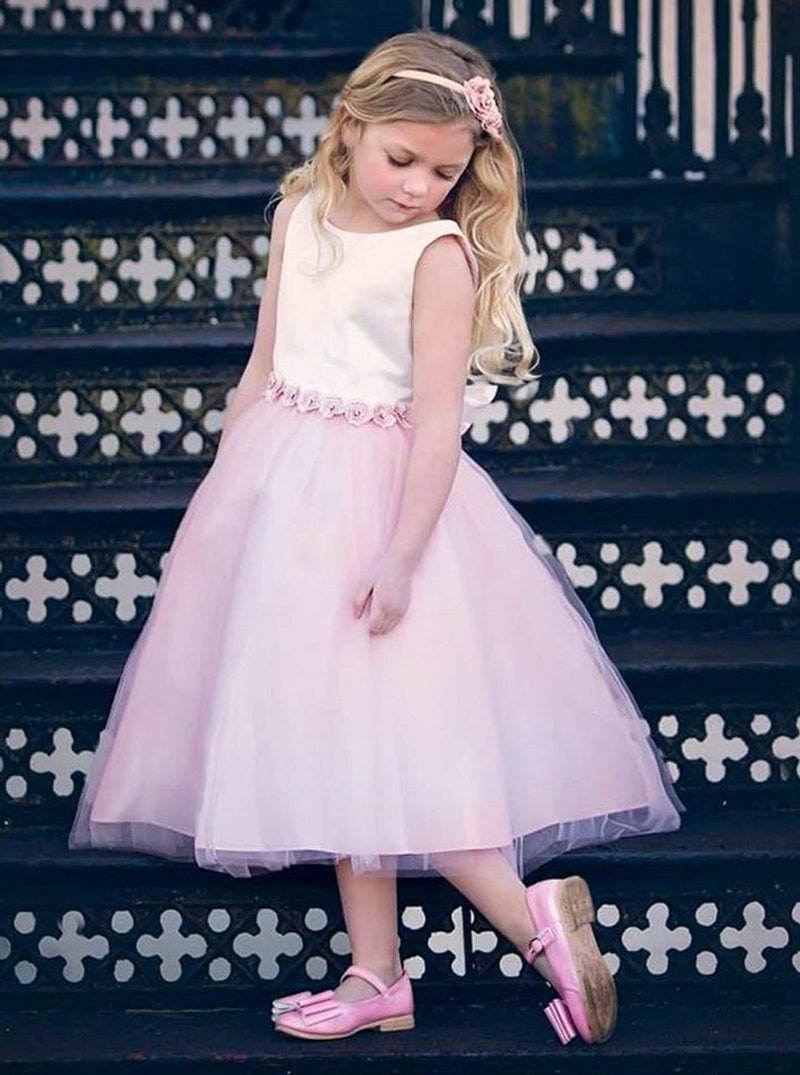 Ankle Length Pink Tulle Kids Party Dress ACH146