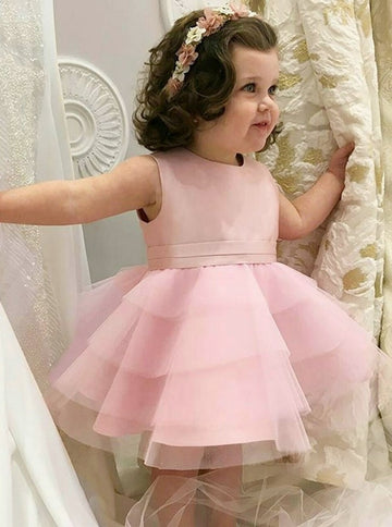 Short Pink Tulle Toddler Party Dress ACH156