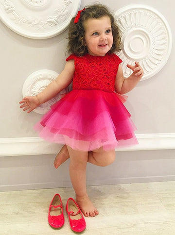 Red Short Tulle Toddler Ball Dress ACH157