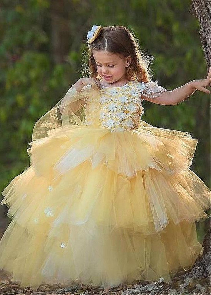 Yellow Ball Gown Flower Girl Dress ACH160