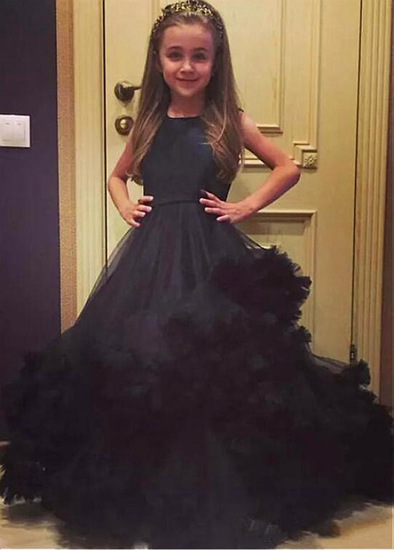 Black Ruffles Kids Prom Dress ACH163