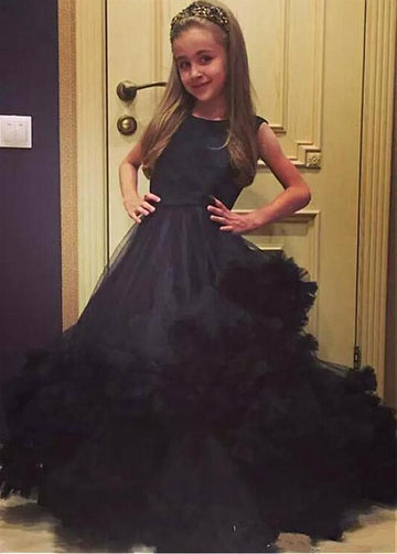 Black Ruffles Kids Prom Dress ACH163