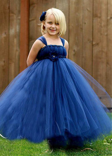 Dark Blue Tulle Toddler Ball Gown Flower Girl Dress ACH181