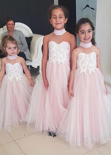 Halter Neck Pink Flower Girl Dress ACH190