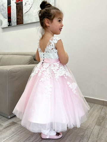 Pink Lace Toddler Ball Gowns ACH203