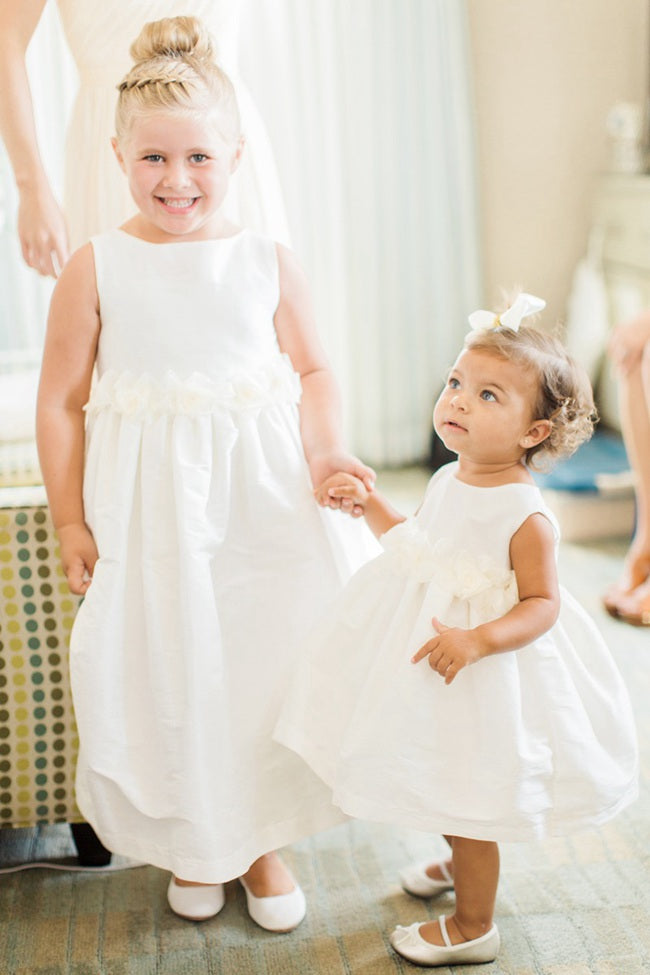 Satin Toddler Tea Length Flower Girl Dress ACH224